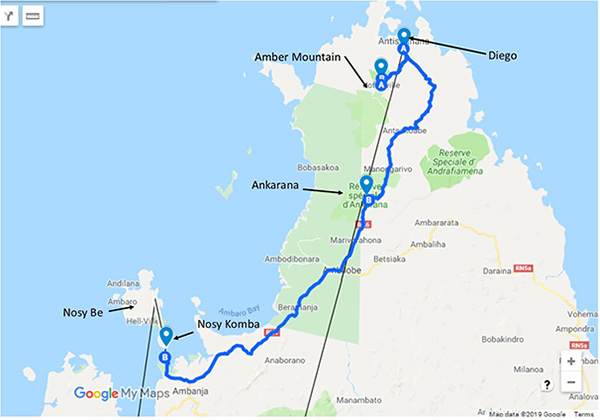 North Madagascar Safari, 10 Days - Map