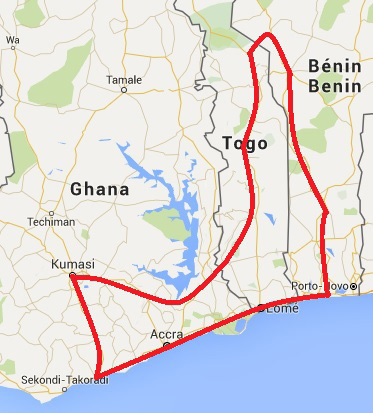 Map - 12 Days / 11 Nights Ghana – Togo – Benin, Festivals and Traditions (Discovery)
