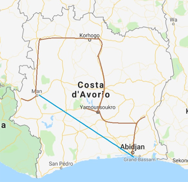Tour to Ivory Coast - Map