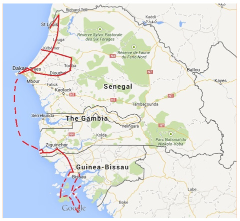 Senegal – Guinea Bissau Tour - Map